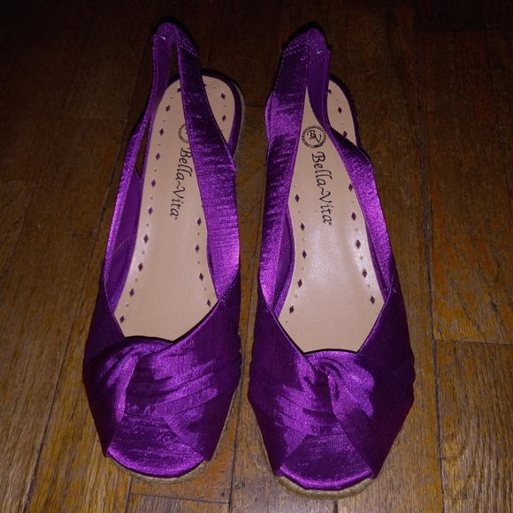 Bella Vita Fuchsia Espadrille Wedge Sandals 8WW - Picture 4 of 4